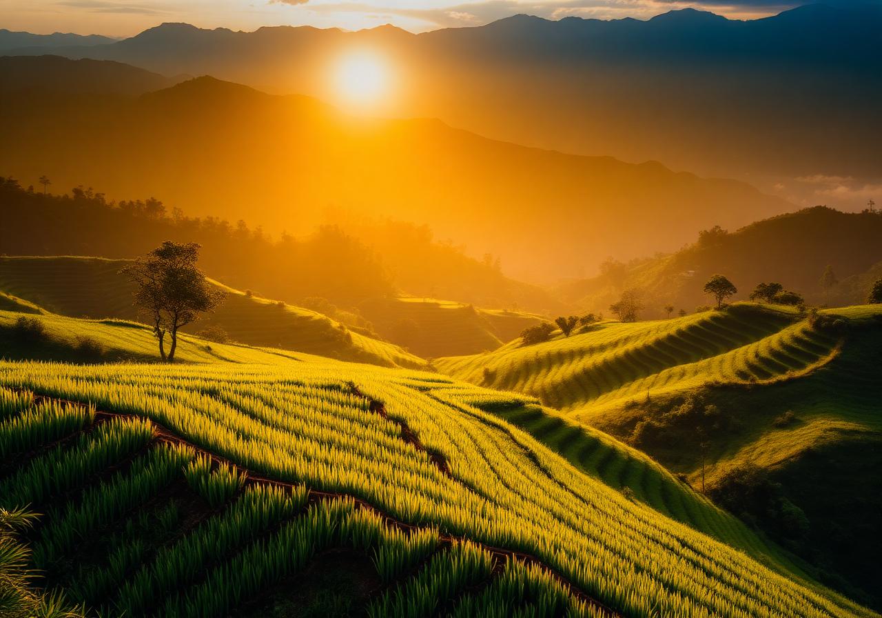 Terraced farmland in West Java, Indonesia